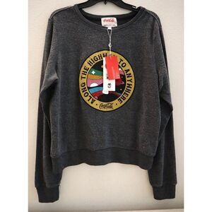 Wildfox Women Sz M V. Black Coca-Cola Series Highway To Anywhere L/S Sweatshirt